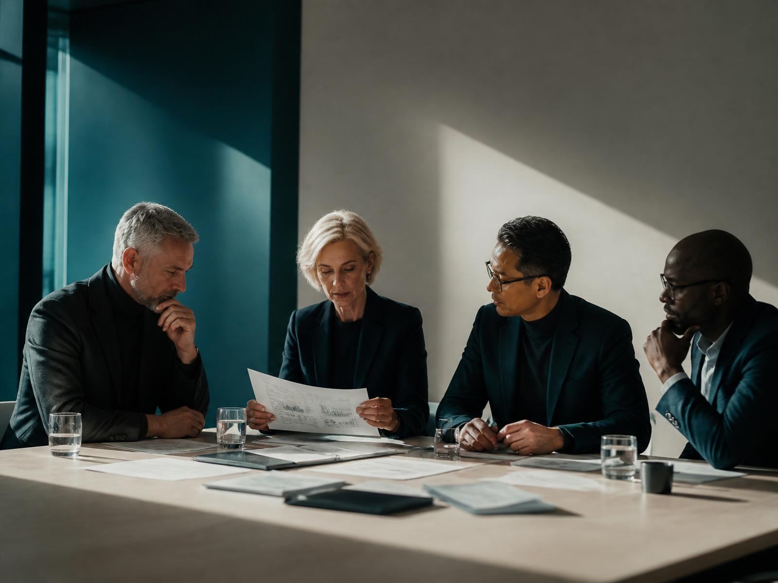 A panel of specialists reviewing an audit in discussion
